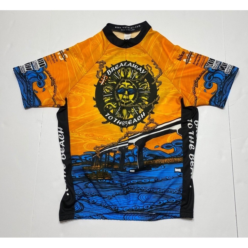 MS Breakaway To The Beach Mens Jersey M  Revi Wear Cycling Multicolor 1/2 Zip